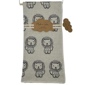 MADE IN INDIA Cotton Knit Baby Blanket | Tan with‎ Black Lion | 32”x40” | NWT